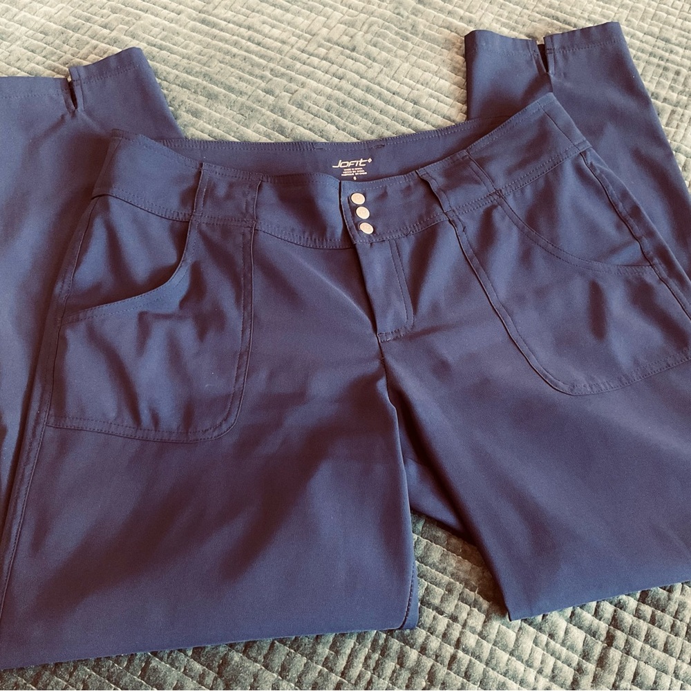 Navy Blue golf  Pants with Button Accents